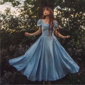 Linennaive YLANG 18 Cinderella Linen Dress Blue Size Small